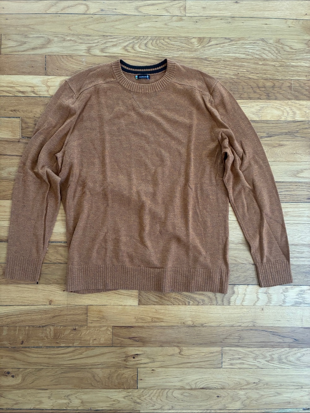 Smartwool Sparwood Wool Blend Crewneck Sweater Mens Medium Camel Tan Brown